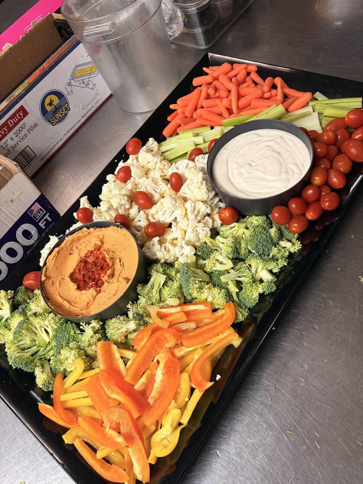 Garden vegetable crudité tray with dip