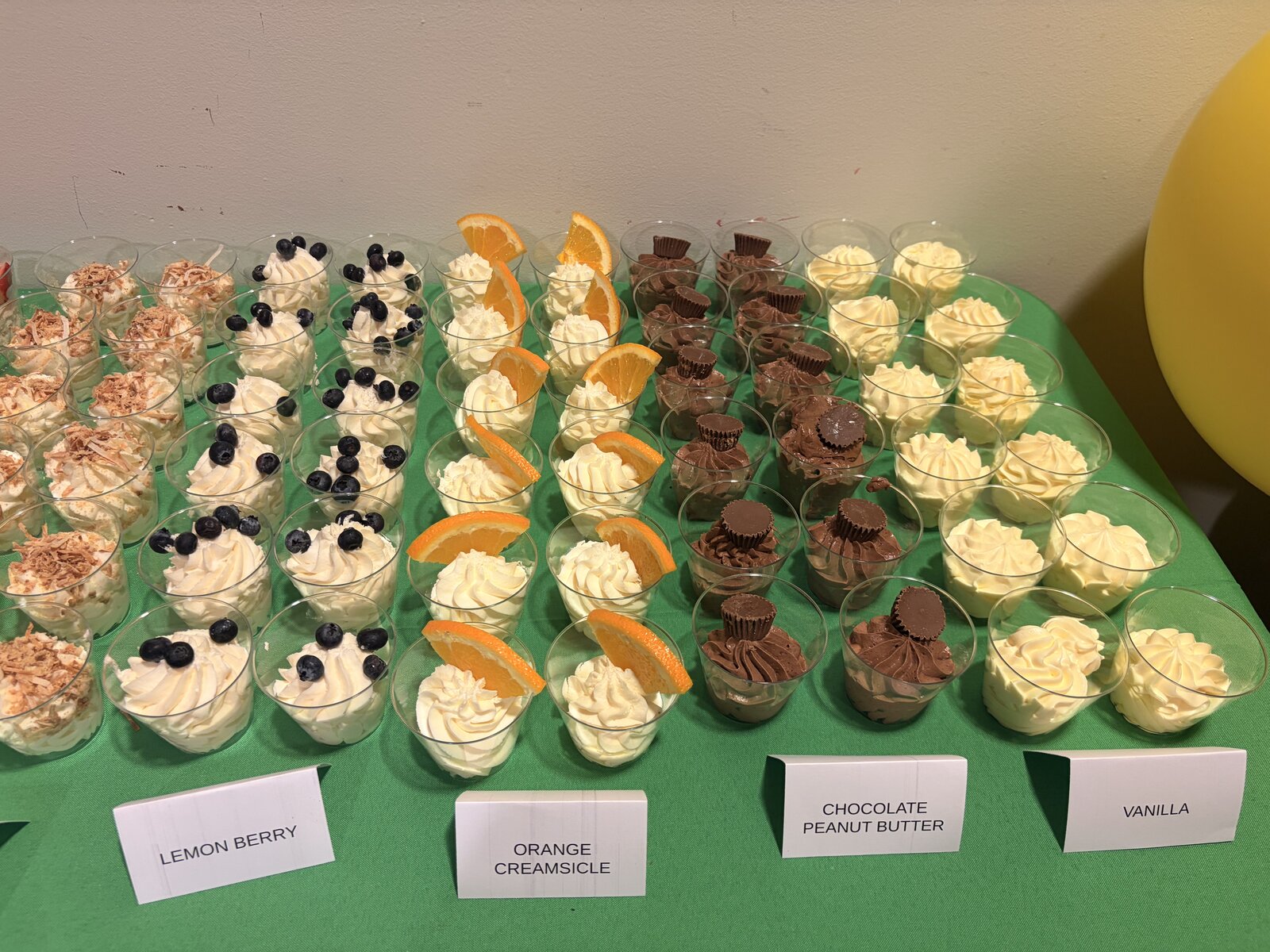 Assorted dessert shooters and mini desserts