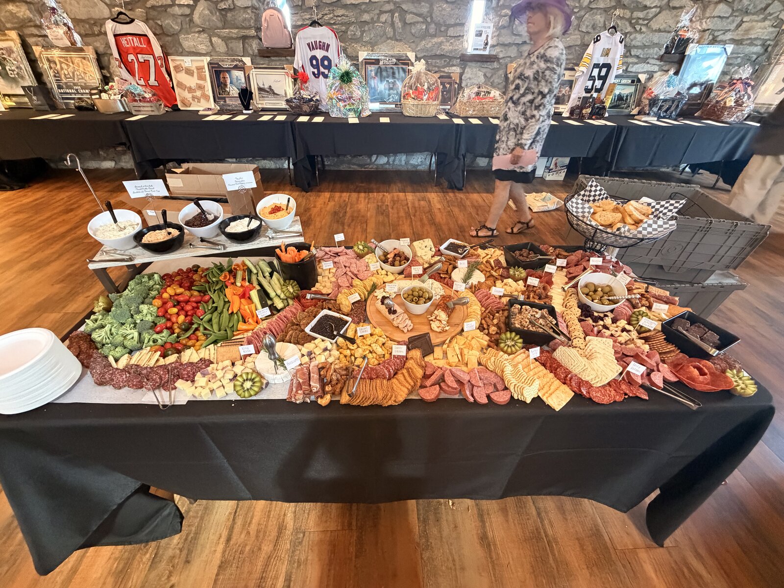 Reception buffet with charcuterie and crudité